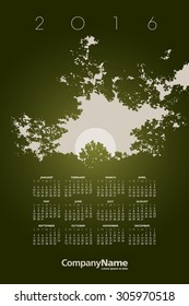2016 Creative Woods Calendar for Print or Website