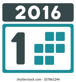 2016 Day vector icon. Style is bicolor flat symbol, soft blue colors, rounded angles, white background.