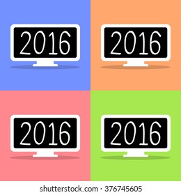 2016 Display icon 4 Colors Set Vector EPS10, Great for any use.
