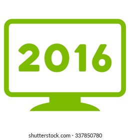 2016 Display vector icon. Style is flat symbol, eco green color, rounded angles, white background.
