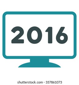 2016 Display vector icon. Style is bicolor flat symbol, soft blue colors, rounded angles, white background.