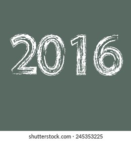 2016 drawn in chalk on the blackboard