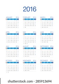 2016 European Calendar