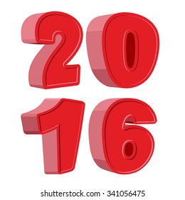 2016 figures for new year. Text Funny cartoon style.
