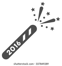 2016 Firecracker vector icon. Style is flat symbol, gray color, rounded angles, white background.