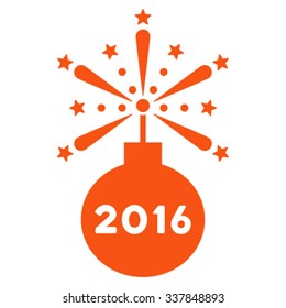 2016 Fireworks Detonator vector icon. Style is flat symbol, orange color, rounded angles, white background.