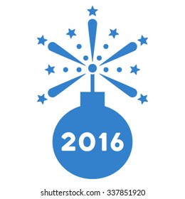 2016 Fireworks Detonator vector icon. Style is flat symbol, cobalt color, rounded angles, white background.