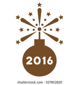 2016 Fireworks Detonator vector icon. Style is flat symbol, brown color, rounded angles, white background.