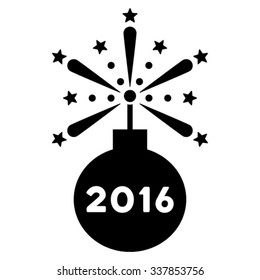 2016 Fireworks Detonator vector icon. Style is flat symbol, black color, rounded angles, white background.