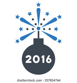 2016 Fireworks Detonator vector icon. Style is bicolor flat symbol, smooth blue colors, rounded angles, white background.