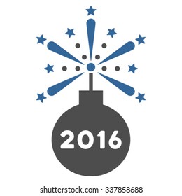 2016 Fireworks Detonator vector icon. Style is bicolor flat symbol, cobalt and gray colors, rounded angles, white background.