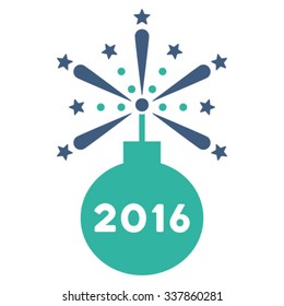 2016 Fireworks Detonator vector icon. Style is bicolor flat symbol, cobalt and cyan colors, rounded angles, white background.