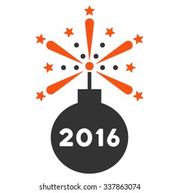 2016 Fireworks Detonator vector icon. Style is bicolor flat symbol, orange and gray colors, rounded angles, white background.