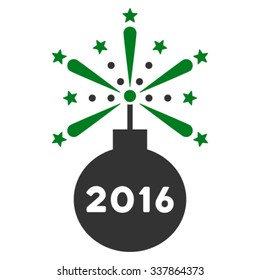 2016 Fireworks Detonator vector icon. Style is bicolor flat symbol, green and gray colors, rounded angles, white background.