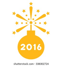2016 Fireworks Detonator vector icon. Style is flat symbol, yellow color, rounded angles, white background.