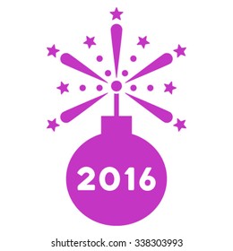 2016 Fireworks Detonator vector icon. Style is flat symbol, violet color, rounded angles, white background.