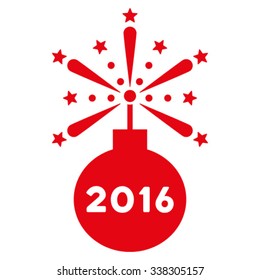 2016 Fireworks Detonator vector icon. Style is flat symbol, red color, rounded angles, white background.