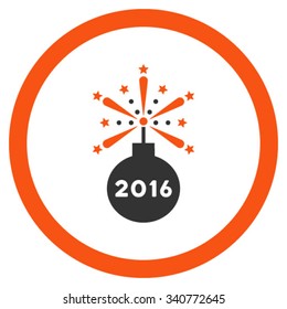 2016 Fireworks Detonator vector icon. Style is bicolor flat circled symbol, orange and gray colors, rounded angles, white background.