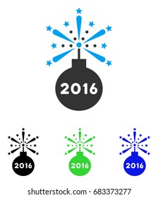 2016 Fireworks Detonator vector pictograph. Illustration style is a flat iconic colored symbol with different color versions.