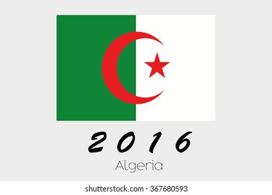 A 2016 Flag Illustration of the country of Algeria