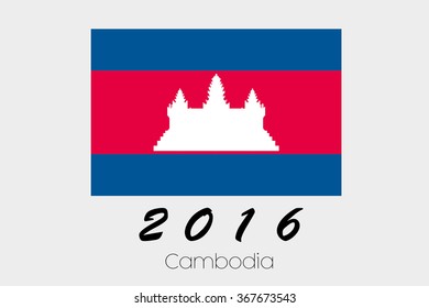 A 2016 Flag Illustration of the country of Cambodia