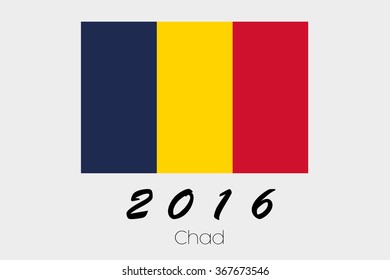 A 2016 Flag Illustration of the country of Chad