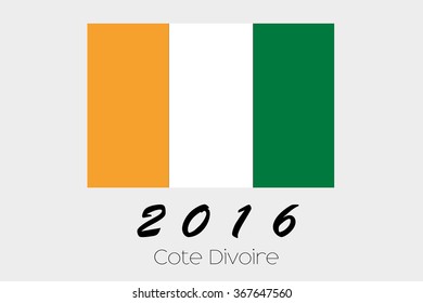 A 2016 Flag Illustration of the country of Cote DIvoire