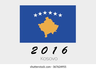 A 2016 Flag Illustration of the country of Kosovo