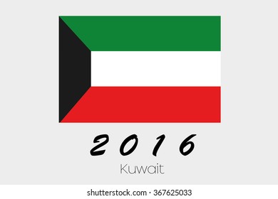 A 2016 Flag Illustration of the country of Kuwait