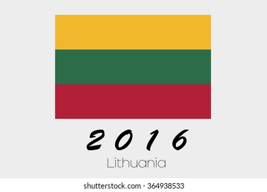 A 2016 Flag Illustration of the country of Lithuania