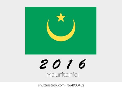 A 2016 Flag Illustration of the country of Mauritania