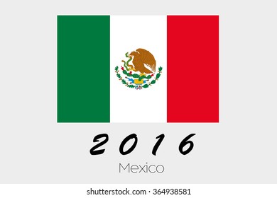 A 2016 Flag Illustration of the country of Mexico