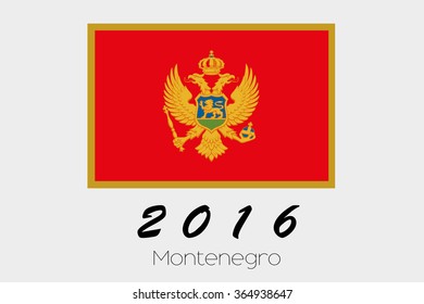 A 2016 Flag Illustration of the country of Montenegro