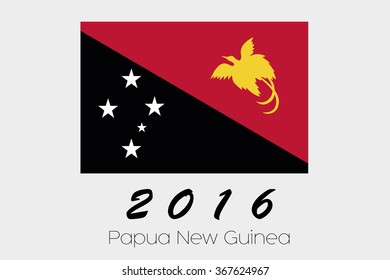 A 2016 Flag Illustration of the country of Papua New Guinea