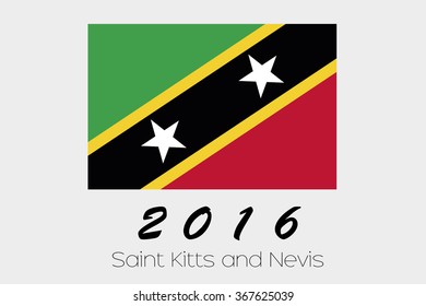 A 2016 Flag Illustration of the country of Saint Kitts and Nevis