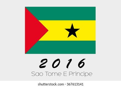 A 2016 Flag Illustration of the country of Sao Tome E Principe