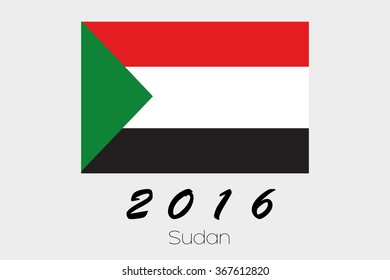 A 2016 Flag Illustration of the country of Sudan