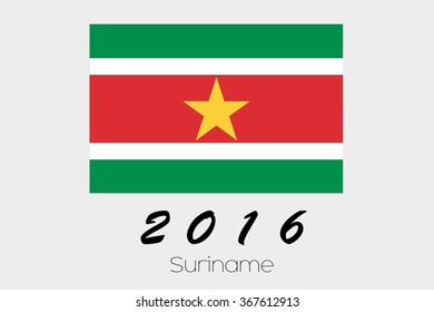 A 2016 Flag Illustration of the country of Suriname