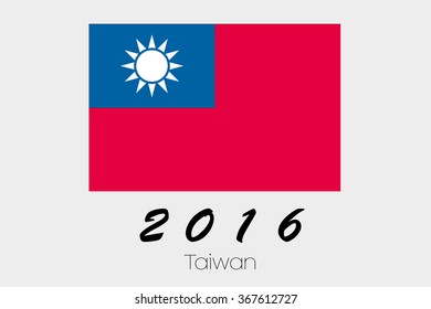 A 2016 Flag Illustration of the country of Taiwan