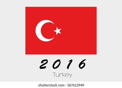 A 2016 Flag Illustration of the country of Turkey