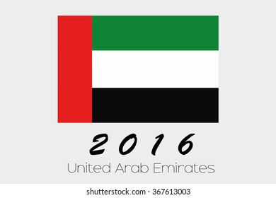 A 2016 Flag Illustration of the country of United Arab Emirates