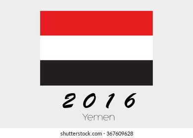 A 2016 Flag Illustration of the country of Yemen