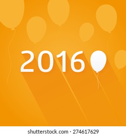 2016 flat design greeting card. Vector template with place for your text.