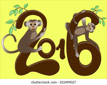 2016 in the form of trees with the monkeys on them. Symbol 2016