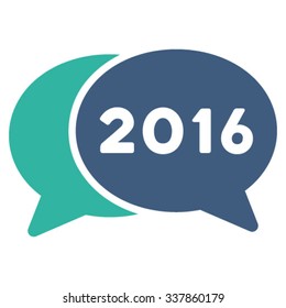 2016 Forum vector icon. Style is bicolor flat symbol, cobalt and cyan colors, rounded angles, white background.