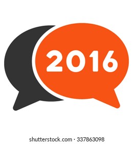 2016 Forum vector icon. Style is bicolor flat symbol, orange and gray colors, rounded angles, white background.