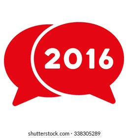 2016 Forum vector icon. Style is flat symbol, red color, rounded angles, white background.