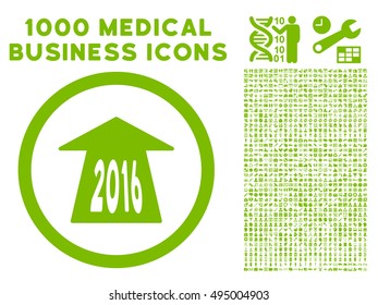 2016 Future Road icon with 1000 medical business eco green vector design elements. Set style is flat symbols, white background.