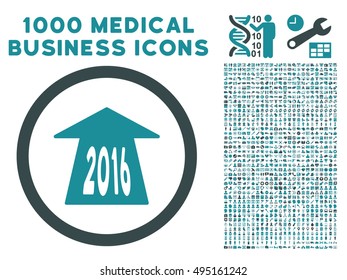 2016 Future Road icon with 1000 medical business soft blue vector pictographs. Collection style is flat bicolor symbols, white background.