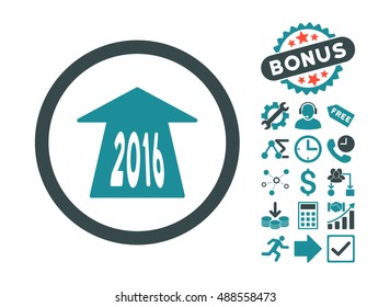 2016 Future Road icon with bonus images. Vector illustration style is flat iconic bicolor symbols, soft blue colors, white background.